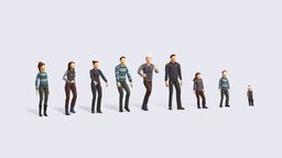 Autumn People - Animated & Rigged kids, playing, people, population, walking, child, family, casual, running, autumn, crowd, character, low-poly, blender, animated, rigged