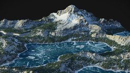 Winter Lake Landscape - (World Machine) landscape, forest, winter, ice, lake, snow, new, christmas, nature, year