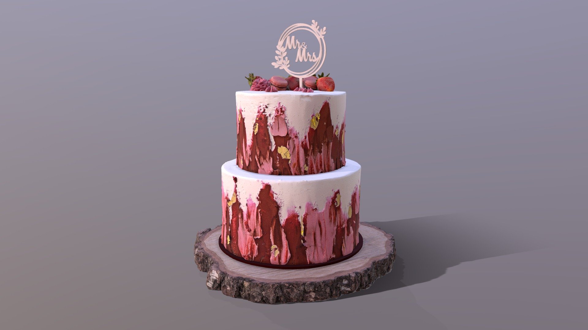 3D scan of an elegant Strawberry Swirl Wedding Cake on the Mosser glass stand which is made by CAKESBURG Online Premium Cake Shop in UK. 




Cake Textures 2X 4096*4096px PBR photoscan-based materials (Base Color, Normal, Roughness, Specular, AO)

Wooden Log Slice Textures 4096*4096px PBR photoscan-based materials (Base Color, Normal, Roughness, Specular, AO)

Mr&amp;Mrs Cake Topper has material
