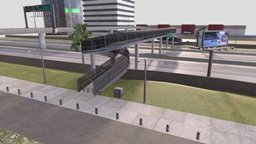 LA Highway & Pedestrian Bridge (low-poly) scene, county, los, buildings, highway, road, la, ready, roads, diorama, town, angeles, game-ready, overpass, losangeles, freeway, streets, los-angeles, city-scene, low-poly, game, lowpoly, low, poly, city, street, bridge, city-props, los-angeles-city