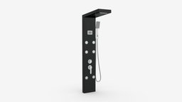 Panel Tower Faucet System With Display 03 tower, room, bathroom, system, flow, installation, shower, clean, chrome, mixer, water, head, tap, hygiene, faucet, 3d, pbr, house, technology, wall