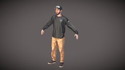 Kevin Mustache Man in a Hat body scan baseball, cap, boy, pose, bodyscan, skinny, a, lanka, addidashoe