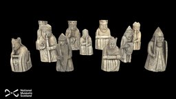 Lewis Chess Pieces medieval, scotland, walrus, ivory, national, bishop, queen, rook, pieces, king, lewis, chesspiece, warder, museums, hoard, chesspieces, uig, metashape, agisoft, chess, knight