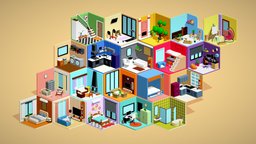 Low poly Interior Rooms - Furniture Pack office, computer, bathroom, sofa, beds, garden, bedroom, windows, cupboards, chairs, gym, ac, tables, balcony, terrace, lobby, mirrors, washroom, rooms, curtains, clocks, low-poly-model, showcases, washing-machine, tripods, kitchen-interior, carpets, tvs, gaming-setup, maya, staircase, blender, 3dmodel, interior, living-room-furniture, study-room, computer-room, washbasins, hearth-room, baby-room, main-hall