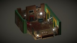 Isometric Room - 221B Baker Street room, sitting, furniture, 3ds-max, isometric, sherlock, tvshow, baker, tvseries, sherlock-holmes, isometric-room, isometricroomchallenge, 221b, sittingarea, poly, street, interior