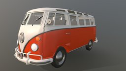 Volkswagen Samba T1 Bus automobile, wheel, drive, van, rust, vintage, retro, transport, vw, antique, bus, volkswagen, t1, hippie, clasic, udim, maya, vehicle, lowpoly, car, textured