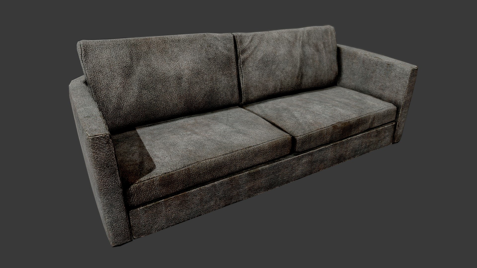 Old Dirty Couch 02 Dark Grey - PBR

Very Detailed Low Poly Dark Grey Old Cotton Couch / Sofa with High-Quality PBR Textures.

Fits perfect for any PBR game as Decoration etc. like Post Apocalyptic Environment or Horror Games for example

Created with 3DSMAX, Zbrush and Substance Painter.

Standard Textures
Base Color, Metallic, Roughness, Height, AO, Normal, Maps

Unreal 4 Textures
Base Color, Normal, OcclusionRoughnessMetallic

Unity 5/2017 Textures
Albedo, SpecularSmoothness, Normal, and AO Maps

2 x 4096x4096 TGA Textures

Please Note, this PBR Textures Only. 

Low Poly Triangles 

3778 Tris
1901 Verts

File Formats :

.Max2018
.Max2017
.Max2016
.Max2015
.FBX
.OBJ
.3DS
.DAE
