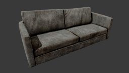 Old Dirty Couch 02 Dark Grey - PBR sofa, abandoned, couch, apocalyptic, grey, post-apocalyptic, furniture, dirty, postapocalyptic, old, destroyed, furnitures, stains, substancepainter, substance, dark, black