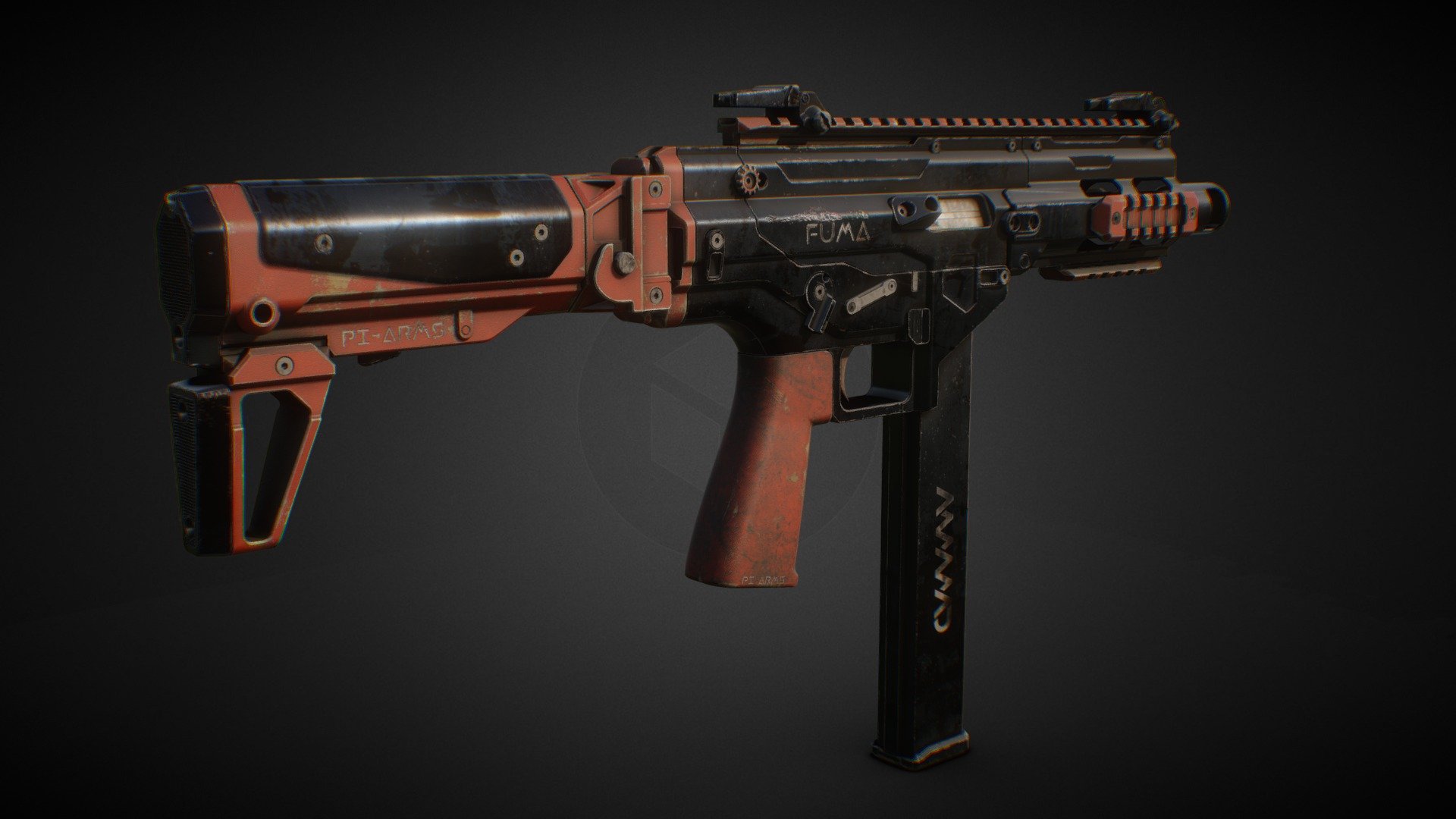 PI-ARMS FUMA, highly detailed model avalible in both red and army green color. The Model is highly detailed and subdivision ready. The model’s UVs were grouped and mapped out according to the different sections of the rifle.
Do feel free to shoot me a message on Sketchfab or Artstation, It would me my pleasure to help you out (:
