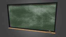 Green board green, school, board, chalk, pizarra, eraser, borrador, lowpoly, tiza