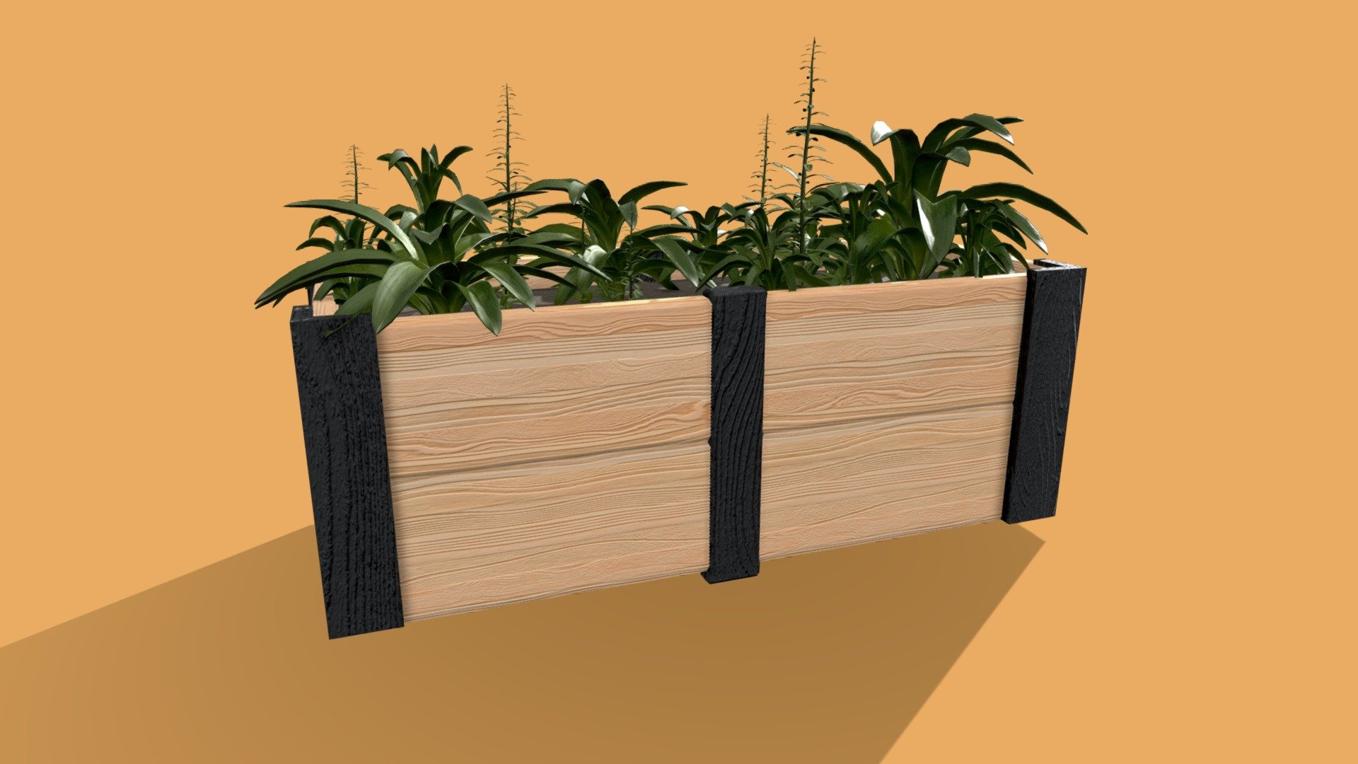 wooden plant box modelled, uv mapped and textured in Maya 2022 as part of my final major project for my first year of college.