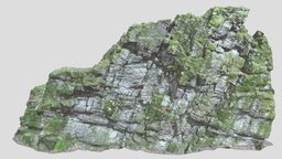 Mossy Forest Cliff Rock Scan forest, sharp, cliff, ready, gray, boulder, realistic, moss, photoscan, photogrammetry, game, 3d, blender, pbr, low, poly, model, scan, stone, fantasy, dark, rock, noai