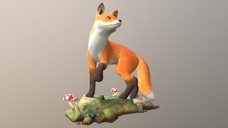 Forest Fox forest, mushroom, fox, dgm, 2210, substancepainter, substance