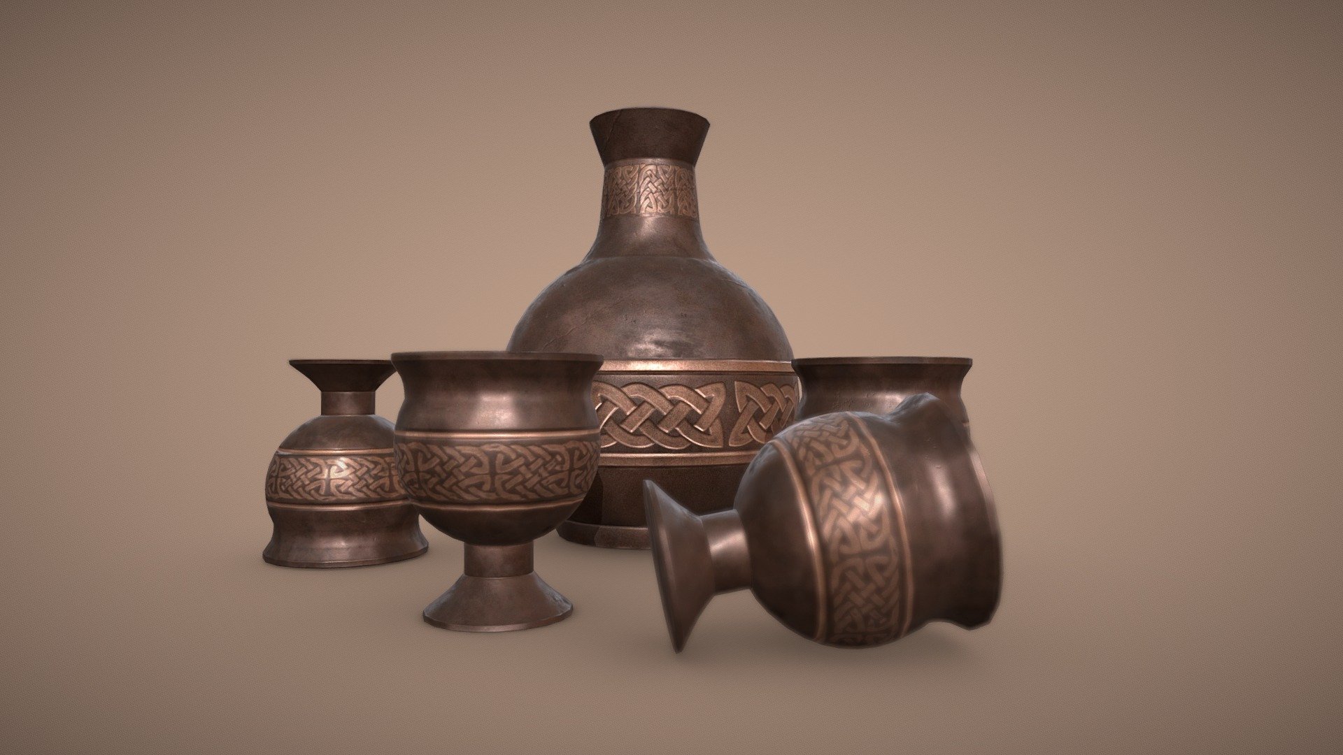 Medieval Bronze Jar and Goblets
Low Poly Version
2K Textures