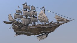 steampunk pirates: The Stormriders steampunk, flying, b3d, substancepainter, blender, sci-fi, futuristic, ship, pirate