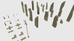 Post Apocalyptic Ruined City Pack rails, abandoned, apocalyptic, post-apocalyptic, buildings, pack, ruined, postapocalyptic, destroyed, crane, scyscraper, cityscape, ue4, architexture, post-war, ue4-blender-gameasset, asset, car, city, building, war, noai