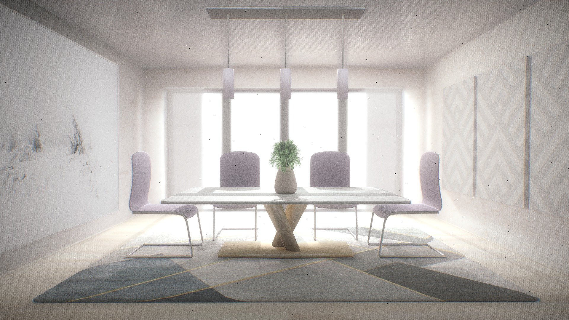 Aesthetic Modern Dining Room which I made in my spare time. I wanted to make something that looked visually appealing. All the textures are baked. :)
