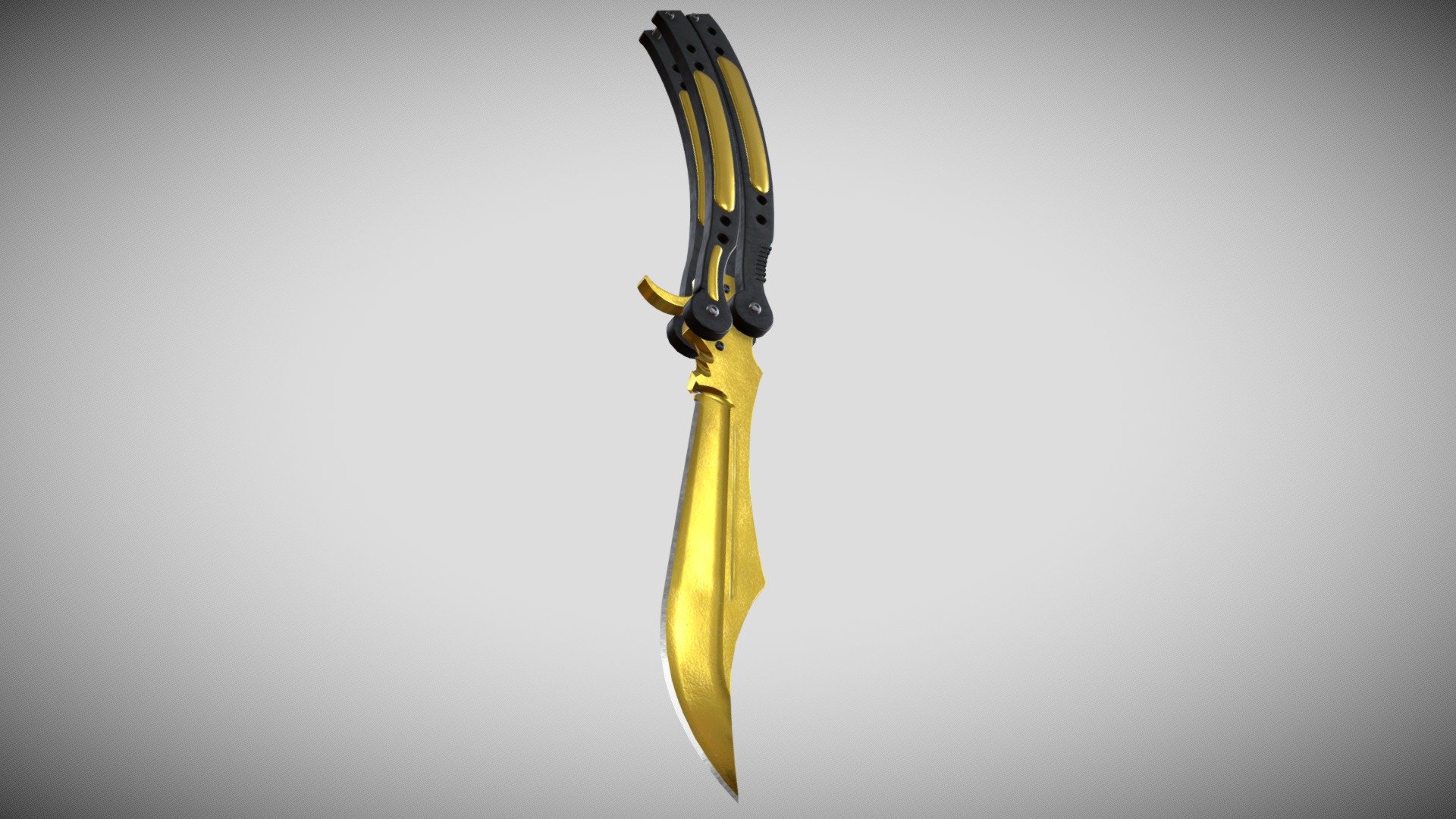 Butterfly Knife from CS:GO with gold pattern Model made in Autodesk MAYA, textured and rendered in Substance Painter