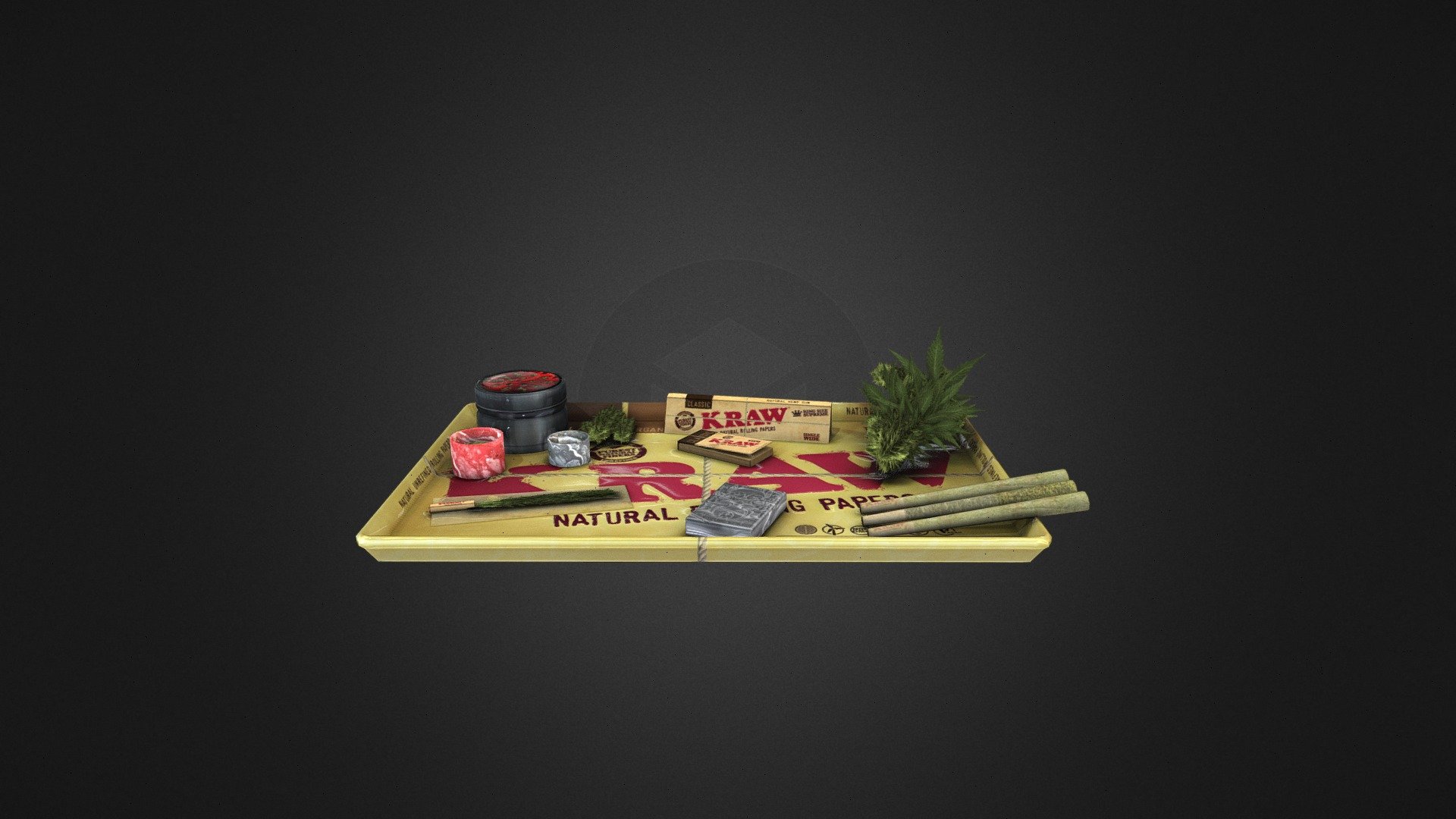 Weed Kit Green Kush

The best way to roll is using a Kraw rolling kit, containg the top products of cannabis ! ( Low Poly and realistic textures )

Including items:

Kraw wood rolling tray

Kraw tips box

Kraw rolling paper box

Thunder Grinder

Classic Ligther

The most pure Kief in Resin pot

Strongest Hash ball in Resin pot

Joint not rolled yet

3 Cones joints rolled

And a lots of Green Kush Weed for the Happynes of all !

( High Poly Model = https:// w w w.cgtrader .com/ products/lks-weed-kit-on-tray-high-poly )