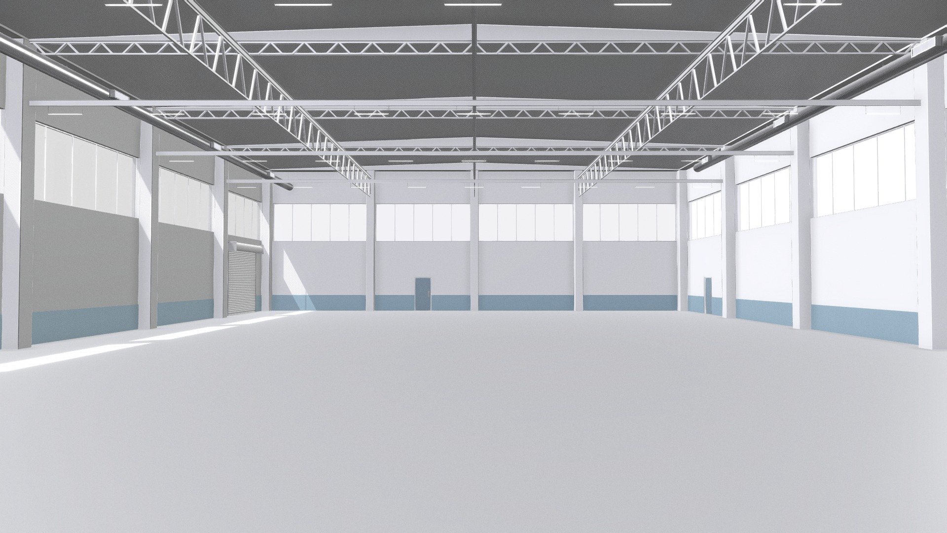 Warehouse Interior 1

Measurements:




L: 40.5m, W: 27.2m, H: 9.0m

IMPORTANT NOTES:




This model does not have textures or materials, but it has separate generic materials, it is also separated into parts, so you can easily assign your own materials.

Model units are in meters.

If you have any doubts or questions about this model, you can send us a message.