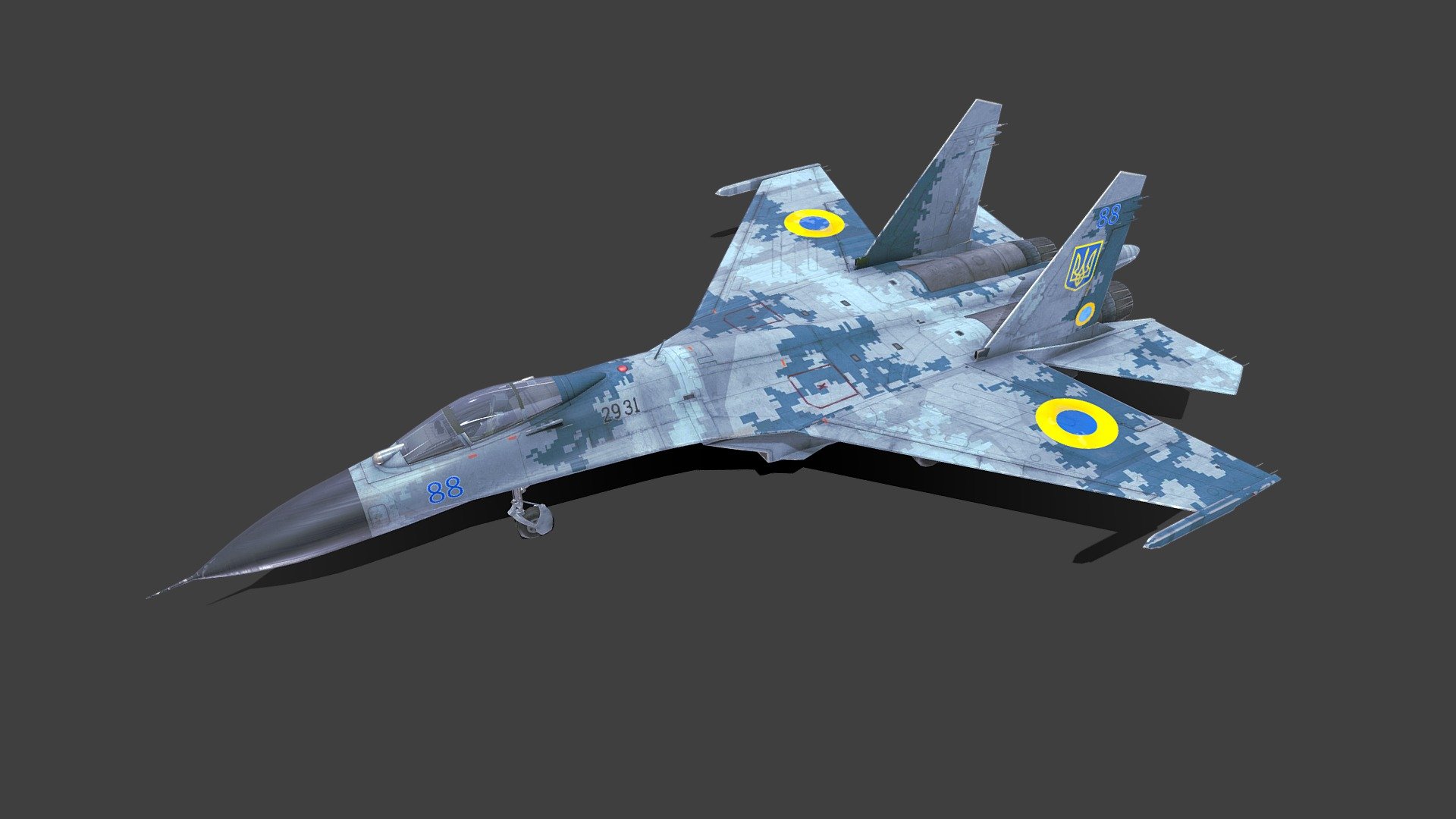 Sukhoi Su-27P Ukrainian Fighter Jet



-Low-poly ready to use in Games

-Textures are in PNG format 4k 1 set and 2k 1 set

-Files unit: Centimeters.

-15 objects Separate objects for animation.

-Available formats:MAX 2018 and 2015, Blender 3.6, OBJ, MTL, FBX, .tbscene.

-If you need any other file format you can always request
