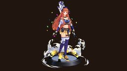 Arknights - Bagpipe 3dcharacter, cartooncharacter, cartoonmodel, girlcharacter, bagpipe, handpainted, lowpoly, gameart, 3dmodeling, handpainted-lowpoly, arknights