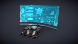 Computer_Victorian victorian, computer, steampunk, typewriter, machine, typography, holographic, sci-fi