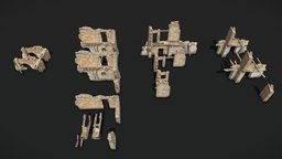 Large Old Farm House Ruin Scans abandoned, ruins, medieval, broken, big, farm, realistic, old, real, destroyed, large, photoreal, photoscan, photogrammetry, 3d, blender, model, scan, stone, house, building, noai
