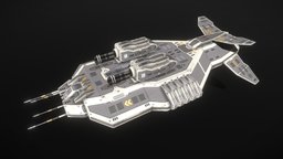 Litzmann Class Gun Carrier starship, spacecraft, carrier, game-ready, pbs, msgdi, asset, pbr, lowpoly, scifi, ship, gun, space, spaceship, noai