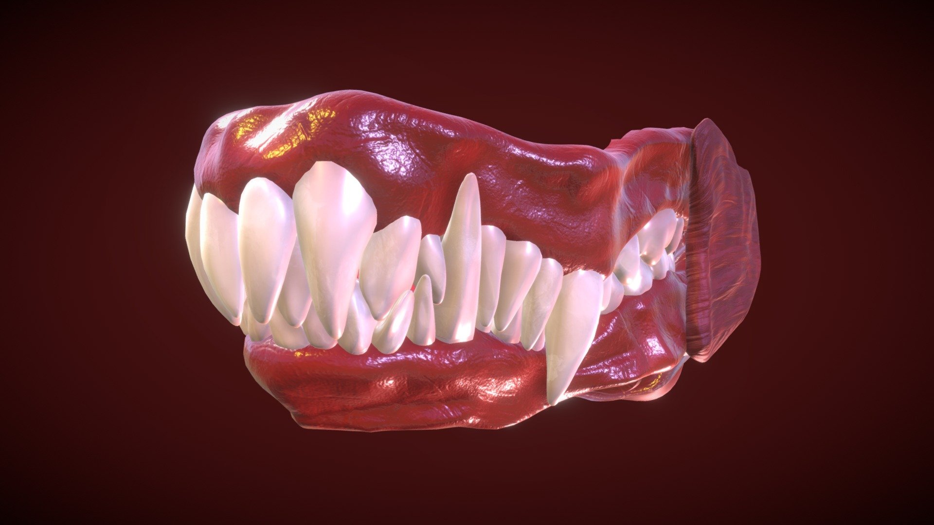 
Model




Total-poly - (Low-poly - 16,399) (Mid-poly - 65,568) (High-poly - 262,272)

Textures (4096х4096)




Textures [.png] (Albedo, AO, Glossines, Metallic, Normal (GL,X), Roughness, Specular)

UE4 [.sbsar] [.png] (BaseColor, Emissive, Normal, OcclusionRoughnesMetalic)

Unity [.sbsar] [.png] (AlbedoTransparency, Emission, Normal, SpecularSmoothness)

CryEngine [.sbsar] [.png] (ddna, diff, spec)

Marmoset [.tbscene] [.png] (Albedo, AO, Cavity, Emissive, Glossiness, Normal, Scattering, Specular)

Animation




All bones are attached to the model. For convenience, some joints have been renamed for easy animation. The skeleton meets all anatomical standards, and moves logically

3d print




Model rebuilt for 3D printing and saved in STL format

The model consists of 3 parts - top, bottom and tongue

All parts are connected by a swivel joint. In the collected state, the mouth can open and the tongue can move

Attention! Model not tested for performance!

