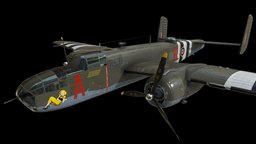 North American B-25 Mitchell usaf, ww2, aviation, england, uk, raf, propeller, b-25, royalairforce, ww2planes, substancepainter, substance, asset, blender, lowpoly, blender3d, mobile, plane, usa, noai
