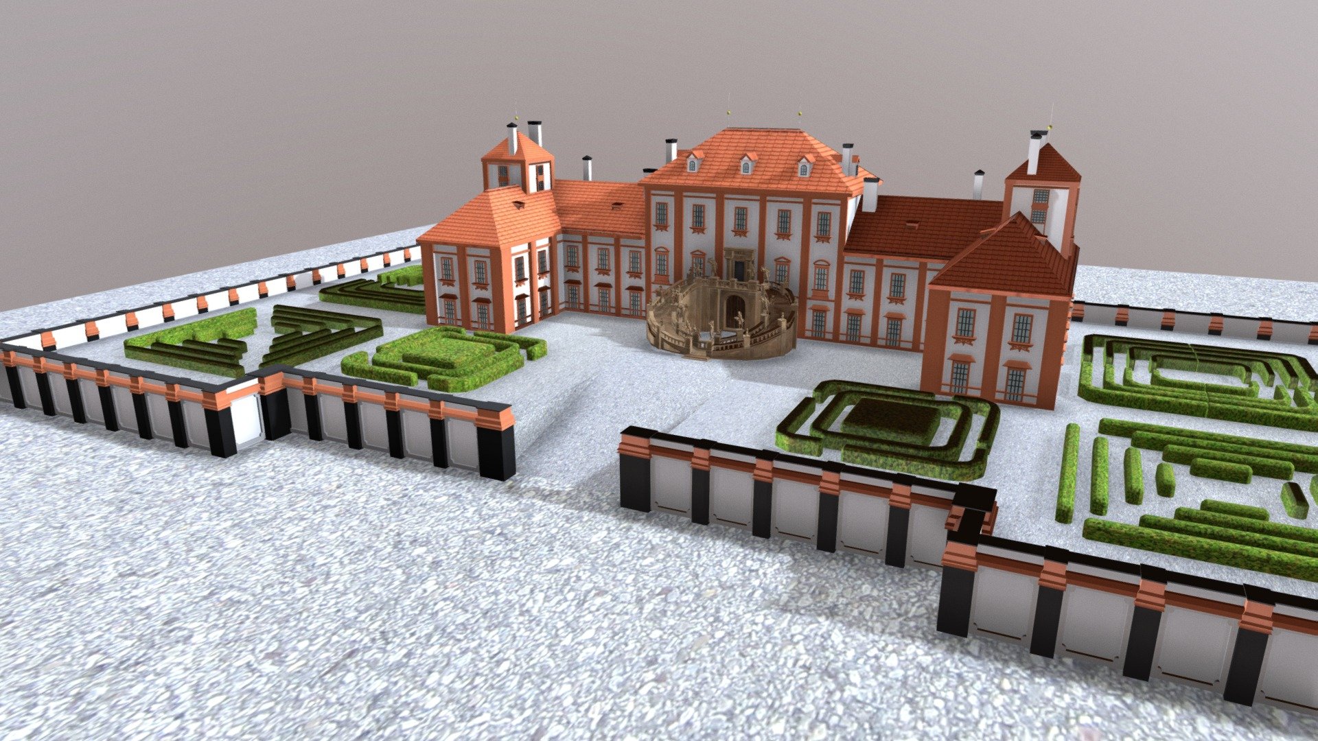 Model of Troja Castle in Prague, CZ
Made in Maya for FEE CTU project.

Used MakeHuman for statues models and MakeHuman CC for clothing
