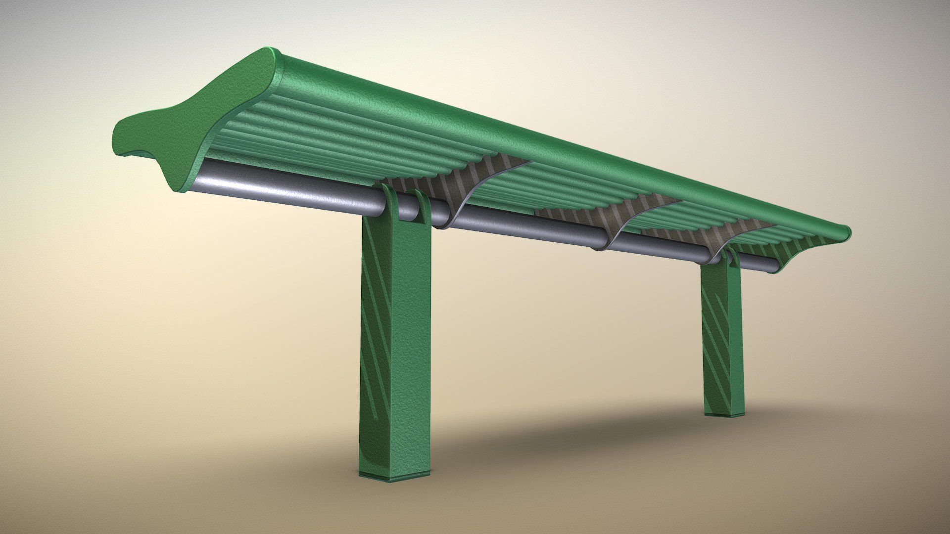 The green painted metal version of the bench [5]. 




Bench [5] (High-Poly Version)



PBR texture maps: 




4096 x 4096 



Modeled and textured by 3DHaupt in Blender-2.82