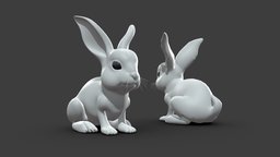 Baby Rabbit  - Topology + UV Map rabbit, bunny, cute, baby, basemesh, pet, bull, domestic, character, game, blender, lowpoly