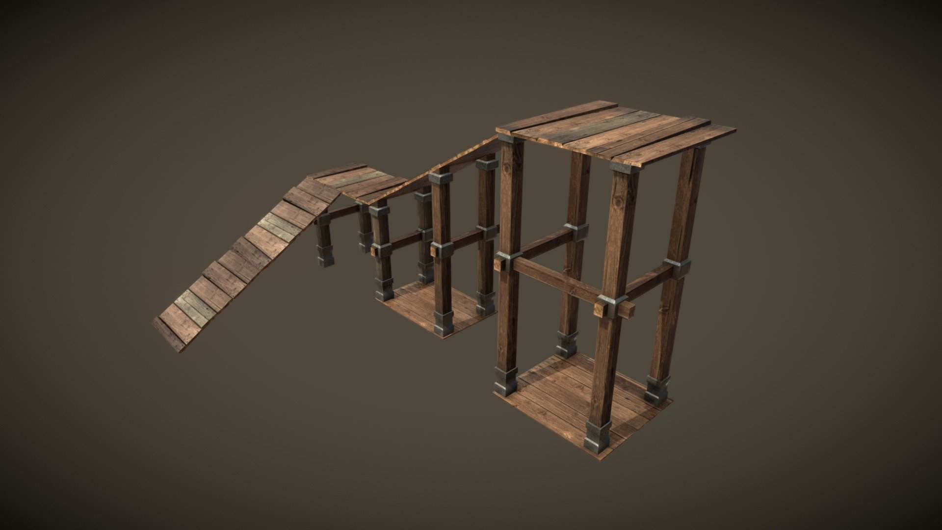 Modular Model  

the wood pieces sharing the same texture the same for the metal fixers 




Can use the wooden boards and collumns to create new paths, or other buildings.

