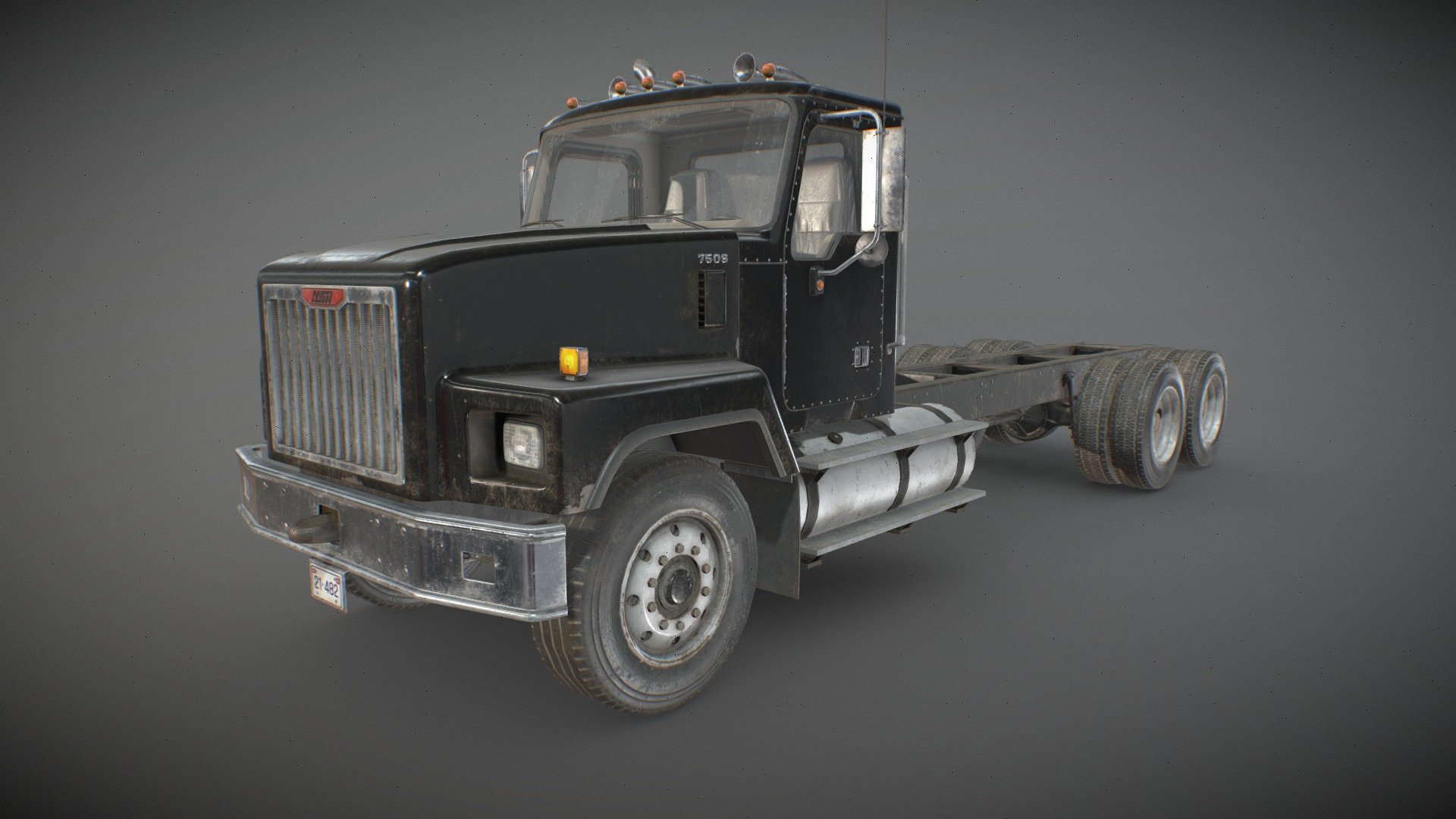 3D Model of generic Classic Truck, game-ready and low-poly:




Real-world scale and centered.

The unit of measurement used for the model is centimeters

Cabin interior fully modeled and textured.

Doors, wheels and steering wheel are separated and can be easily rigged/animated.

Interior is a separate object to detach if needed.

PBR textures made in Substance Painter

All branding and labels are custom made.

Second uv channel included for lightmaps.

Average texel density: 800-900 px/m

Total Polys:  16.106 (31.129 tris)

Maps sizes: 




Body: 4096x4096

Chassis: 4096x4096

Interior: 4096x4096

Wheels: 2048x2048

Glass: 2048x2048

Provided Maps:




Albedo 

Normal

Roughness

Metalness

AO

Opacity included in Albedo (glass)

Emissive

Formats Incuded - MAX / BLEND / OBJ / FBX 

Packed ORM textures available uppon request

This model can be used for any game, film, personal project, etc. You may not resell or redistribute any content