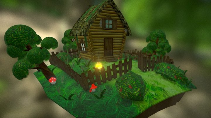 An old-fashioned russian village hut. This work took a lot of time after my full-time job. At first it ought to was a hut with chicken legs for Unity, but the  concept changed a couple of times, so one model turned into a little scene.
Modelling: Autodesk Maya.
Texturing: Adobe Photoshop, Prisma