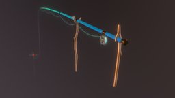 Fishing Rod fishing, rod, river, equipment, pole, fisher, hobby, recreation, catcher, angling, game, pbr, lowpoly, village, gameready