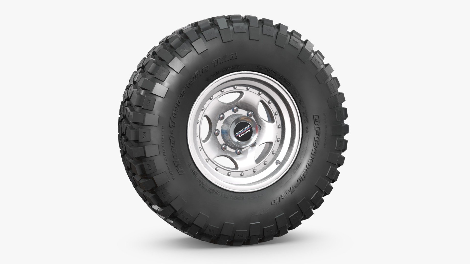 The Sketchfab marketplace has moved to FAB.com, go to NN 3D store page to get acces to all the models from this catajog.

3D model of an off road wheel and tire combo.

The model is fully textured and was created with 3DS Max 2016 using the open subdivision modifier which has been left in the stack to adjust the level of detail.

There are also included a Blender format with textures.

Exchange files included: 3DS, FBX and OBJ.

SPECIFICATIONS:

The model has 60.250 polygons.

Scale/transform is set to 100%, units are set to centimeters, texture paths are stripped and and it is made to real world scale.

MATERIALS AND TEXTURES:

All textures are included and mapped in all files but they will render like the preview images only in 3DSMax with V-Ray, the rest of the files might have to be adjusted depending on the software you are using.

JPG textures have 2048 x 2048 resolution.
