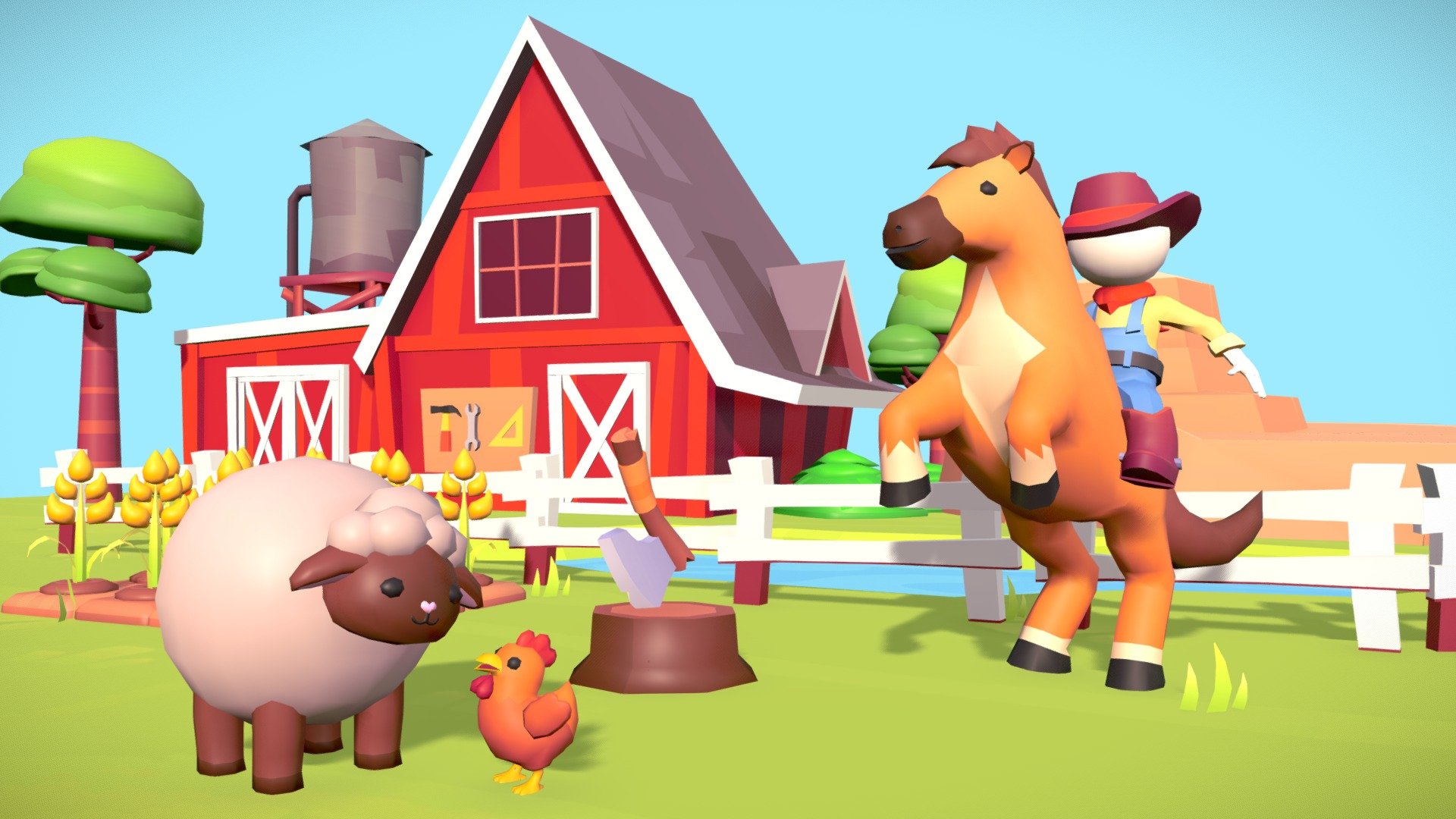 Western farm assets, for a mobile game 
Pinpin team studio property.

Done on blender with a single gradient map
