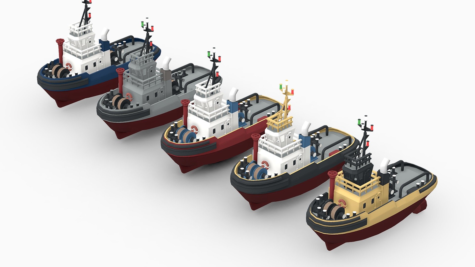 &ndash;FBX &ndash;OBJ &ndash;MAYA &ndash;MAX &ndash;BLENDER&ndash;

Lowpoly style tug ship model.

Five paint options and an emission map.

The model is at the center of coordinates.