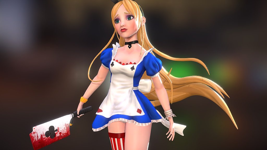 My Alice done in ZBrush for Melies 3D Class. I gave my best trying to get as close as possible to Akcho illustration. 

You can see the final render, some turntables and Akcho reference here: https://www.facebook.com/photo.php?fbid=10200719526027287&amp;set=a.1659496504034.48861.1735807778&amp;type=3&amp;theater

If you liked it please help me share her =)

I'm trying to understand why sketchfab plugin released not the low poly version, but for now its ok i think.