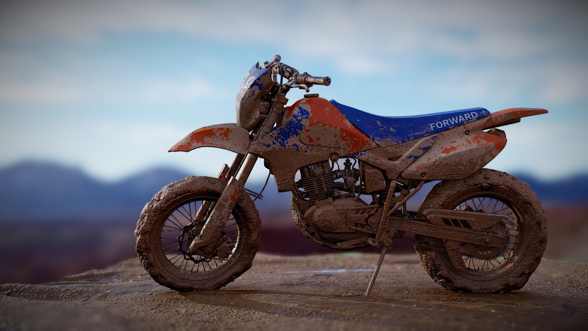 Maya, Substance

The ground taken from this model:
https://sketchfab.com/3d-models/mood-road-7f49ac7ade0f4cb4ad3640a2d98ff353
