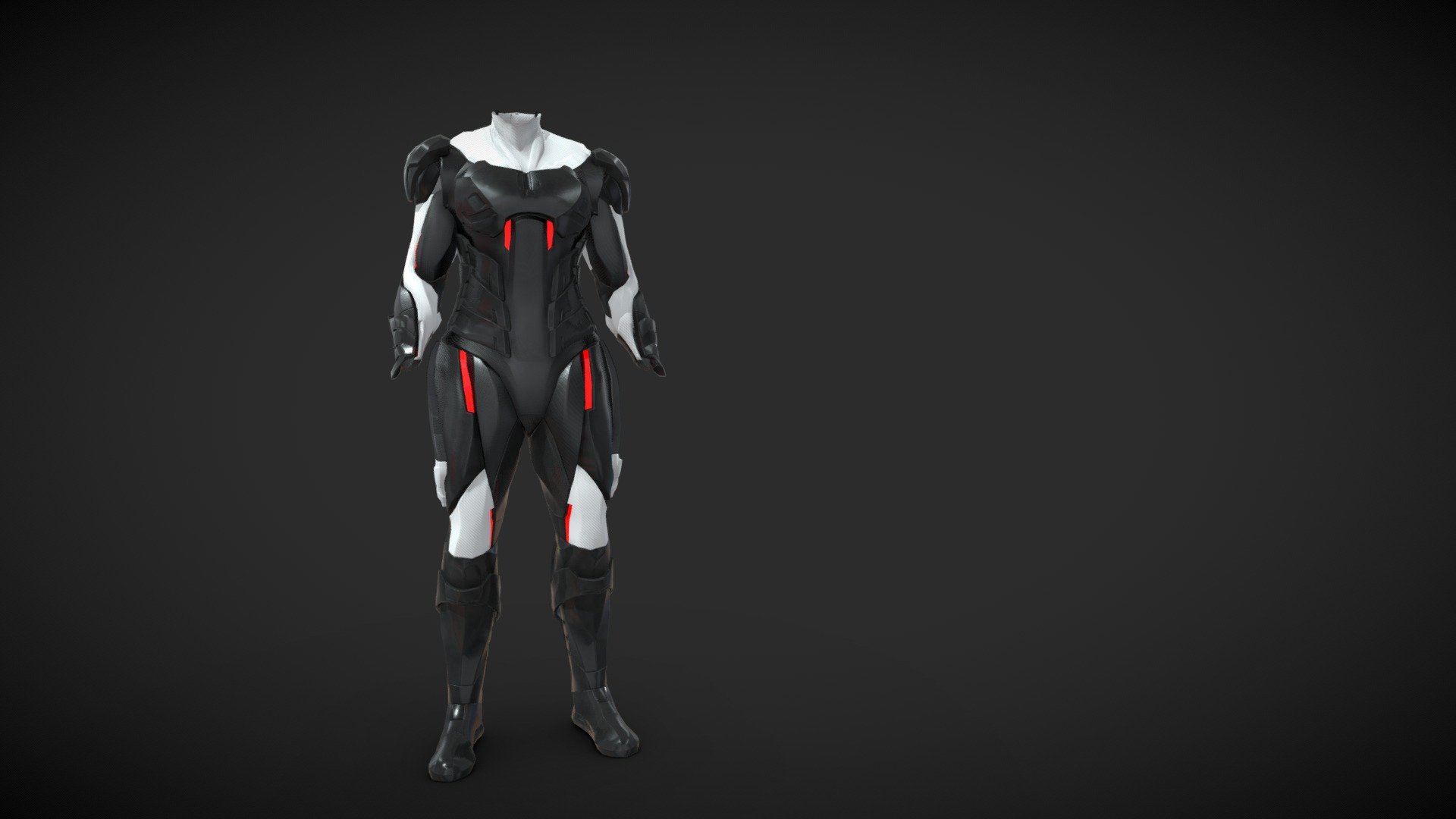 Cyborg carbon body armor.

This is a Low Poly PBR model.

Polycount:

Tris: 56994
Verts: 32574

The model comes in an A-Pose ready to be rigged, and at the pose seen on this post.
Texture sets are .png at 2048 resolution. 
PBR Metallic/Roughness based:
Plate Armor Clothing.