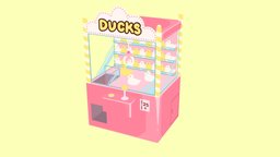 Claw Machine arcade, birds, toy, flat, duck, ufo, pink, claw, flatshaded, yellow, celshaded, prize, crane, blender-3d, ducks, cellshading, celshading, flatshading, flatcolor, flat-color, flatcolors, clawmachine, blender, cranegame, ufocatcher