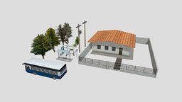 Bus stop props retro, psx, ps1, psx-graphics