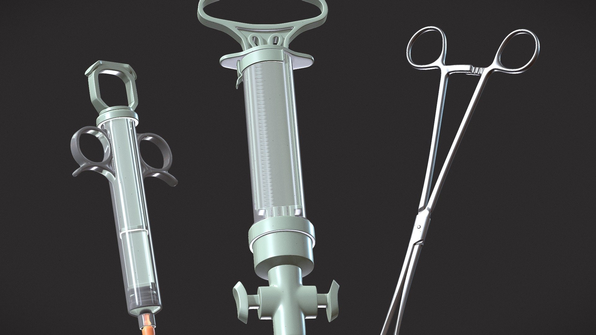 Aspiration kit with three of six utensils - for use in uterine cavity evacuation