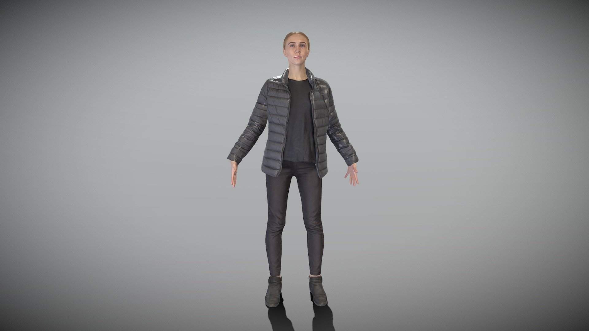 This is a true human size detailed model of a beautiful young woman of Caucasian appearance dressed in street style. The model is captured in the A-pose with mesh ready for rigging and animation in all most usable 3d software.

Technical specifications:




digital double scan model

low-poly model

high-poly model (.ztl tool with 5-6 subdivisions) clean and retopologized automatically via ZRemesher

fully quad topology

sufficiently clean

edge Loops based

ready for subdivision

8K texture color map

non-overlapping UV map

ready for animation

PBR textures 8K resolution: Normal, Displacement, Albedo maps

Download package includes a Cinema 4D project file with Redshift shader, OBJ, FBX, STL files, which are applicable for 3ds Max, Maya, Unreal Engine, Unity, Blender, etc. All the textures you will find in the “Tex” folder, included into the main archive.

3D EVERYTHING

Stand with Ukraine!