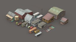 Lowpoly Buildings generator, concrete, apocalypse, barn, hut, metal, old, box, cement, pylon, shack, zombies, brickwall, fusebox, house, city, wood, building, street, container, village, noai