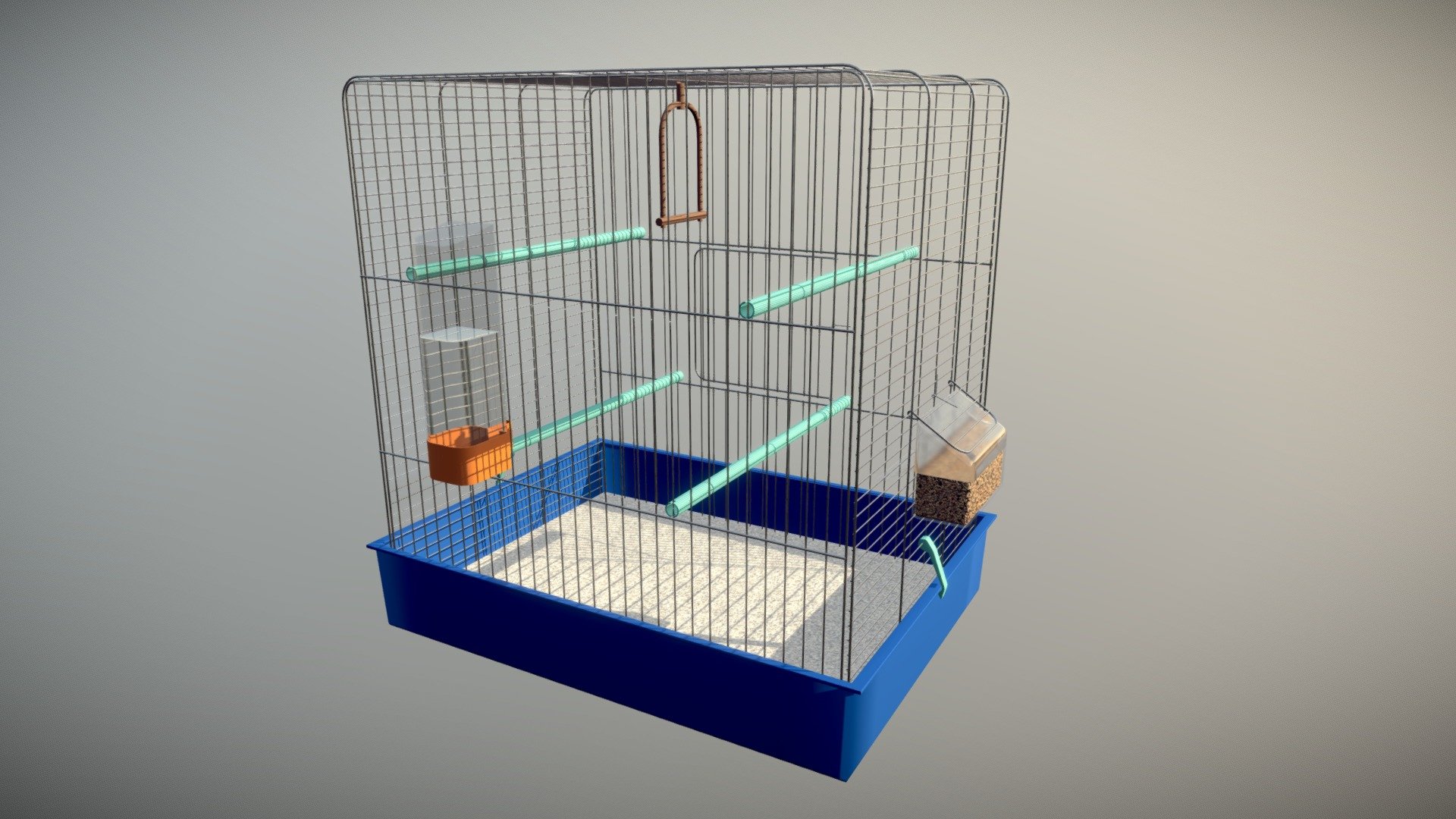 A simple, small, but fairly detailed cage for any bird, complete with water, seed, rooster, a little swing and anything necessary for a canary or a parakeet